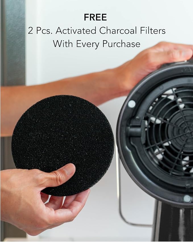 AirHood Wired Range Hood | Portable Kitchen Exhaust Fan with 2 Activated Charcoal Air Filter & Stainless-steel Oil Filter | Easy to Clean - Ideal for Indoor Cooktop Use (Space Black)