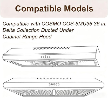 3 PCS 5MU36 Aluminum Mesh Replacement Filter Compatible with COSMO COS-5MU36 36 in. Delta Collection Ducted Under Cabinet Range Hood