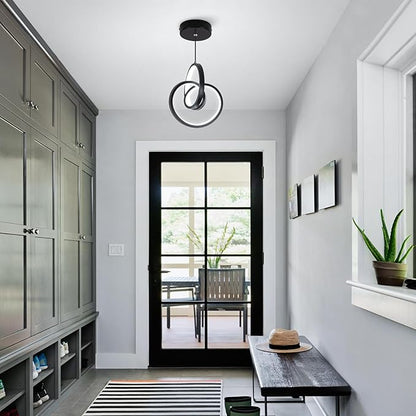 Modern LED Pendant Light Fixtures 4000K Pendant Lights Kitchen Island Lighting Adjustable Height Black Hanging Lamp for Dining Room Bedroom Living Room,2 Packs