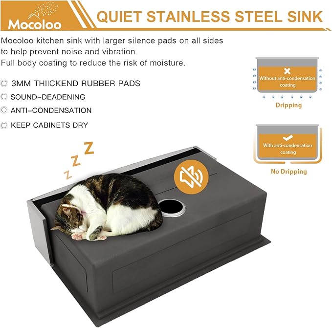 Mocoloo 33 Farmhouse Sink - 33 x 22 Inch Stainless Steel Undermount Kitchen Sink Workstation Ledge 16 Gauge Single Bowl Deep Basin Handmade Apron Front Farm Style Sinks