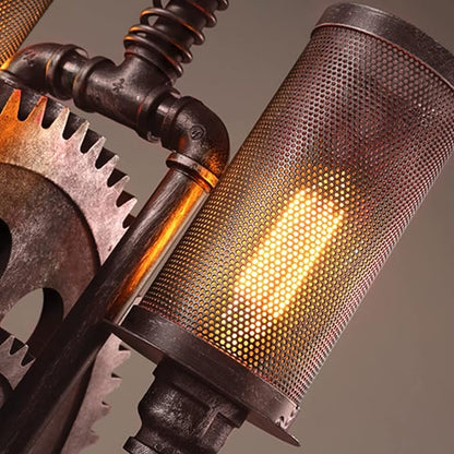 YIYIBYUS Vintage Hanging Ceiling Lamp Chandelier Industrial Pendant Light Fixture Steampunk Gear Ceiling Light for Kitchen Dining Room Living Room