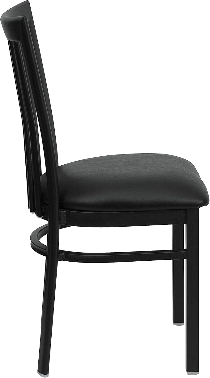 Flash Furniture HERCULES Series Black School House Back Metal Restaurant Chair - Black Vinyl Seat