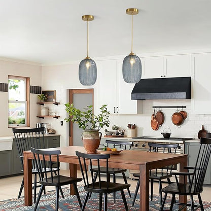KCO Lighting Smoked Glass Globe Pendant Light Antique Gold Pendant Lights Nordic Blown Glass Pendant Light Single Hanging Light Fixture Mid Century Modern Entry Lighting
