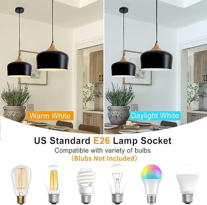 Eustace Pendant Light Modern Lantern Lighting, Wooden Dome Minimalist Industrial Ceiling Hanging Light Fixtures for for Kitchen Island, Dining Room, Living Room, Farmhouse(Black)