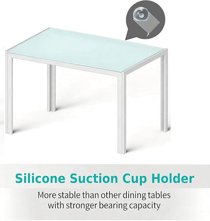 Gizoon Glass Dining Table Sets for 6, 7 Piece Kitchen Table and Chairs Set for 6 Person, PU Leather Modern Dining Room Sets for Home, Kitchen, Living Room