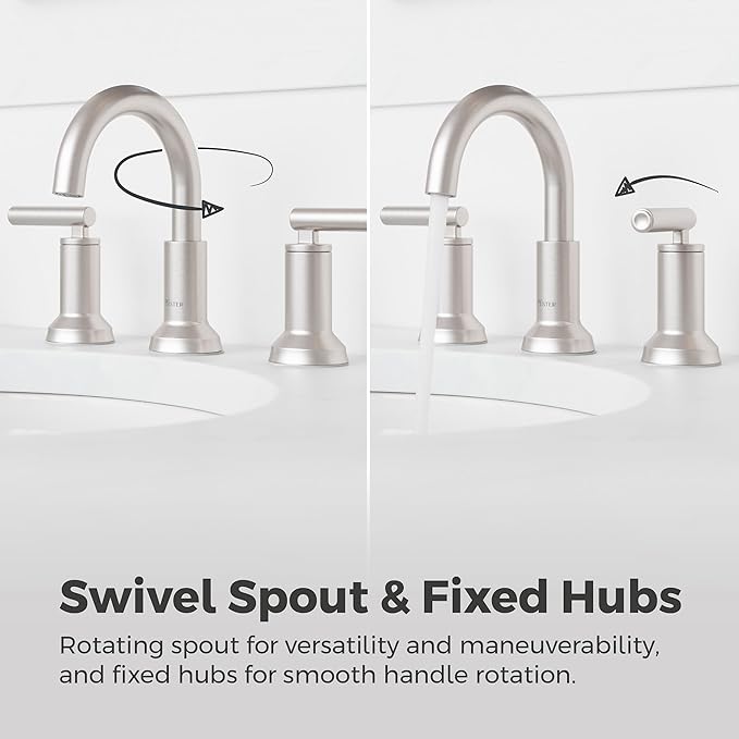 Pfister Capistrano Widespread Bathroom Sink Faucet 8 in 3 Hole 2 Handle Brushed Nickel Vanity Faucet with Push & Seal Drain NSF Certified TiteSeal Mount LF049CSOGS