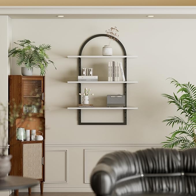 Floating Shelf for Wall - 3 Tier 24"x 31.5" Shelves for Room Wall for Bathroom, Bedroom, Toilet, Kitchen, Living Room, Office, White