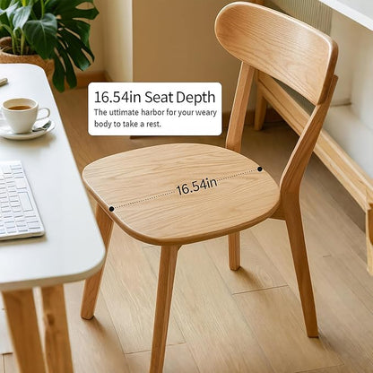 Dining Chairs Set of 2 - Solid Oak Wood, 400 lb Heavy Duty Capacity, Ergonomic Curved Back for Kitchen Table, Dining Room & Home Office, Easy Assembly