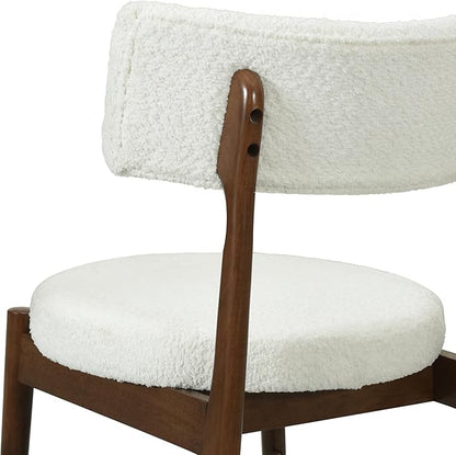 Modern Dining Chairs Set of 2 with Comfortable Seat - Sturdy Natural Wood Construction, Versatile Use for Kitchen Island, Dining Room, Bedroom - Stylish Simple Design,Beige-Boucle-Foam