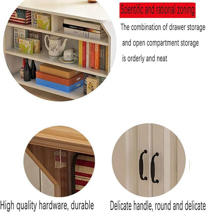 Folding Dining Table, Multi-Purpose Dining Table, 2 Level lockers, Removable Kitchen Table with Pulley, Suitable for Small Space Restaurant Kitchens (Light White)