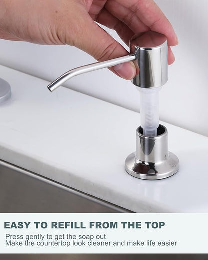 Chrome Kitchen Faucet with Soap Dispenser, WOWOW Stainless Steel Kitchen Faucet for Sink 2 or 4 Hole, High Arc Vintage Kitchen Sink Faucet with Pull Down Sprayer