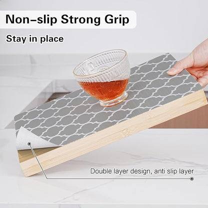 Drawer and Shelf Liner for Kitchen Cabinet,Non-Adhesive Cabinet Liner 24in x 30FT,Waterproof Shelf Paper Non-Slip Mats Cupboard Liners Contact Protect Dresser/Shelves/Table-Grey Lantern