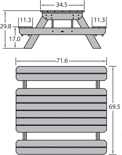 Highwood Hometown Picnic Table, 6 Foot, Whitewash