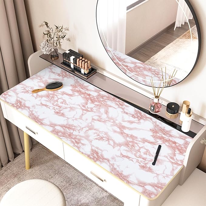 practicalWs White/Pink Marble Contact Paper Granite Peel and Stick Countertops Self-Adhesive Wallpaper Cabinets Drawer Shelf Wall Crafts Wall Paper Decorations 17.7 in x 393.7 in