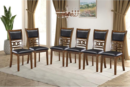 HomeStock Kitchen Dining Chairs Set - Wood Kitchen Dining Chair - Brown Finish - Wood Kitchen Island Seating Brown/6 Piece
