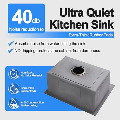 20x16 Inch Drop in Kitchen Sink, 304 Black Stainless Steel Sink, 9" Deep Single Bowl, R10 Tight Corner, 2 Pre-Drilled Holes, Topmount Installation,for Small Kitchen/RV/Bar Sink
