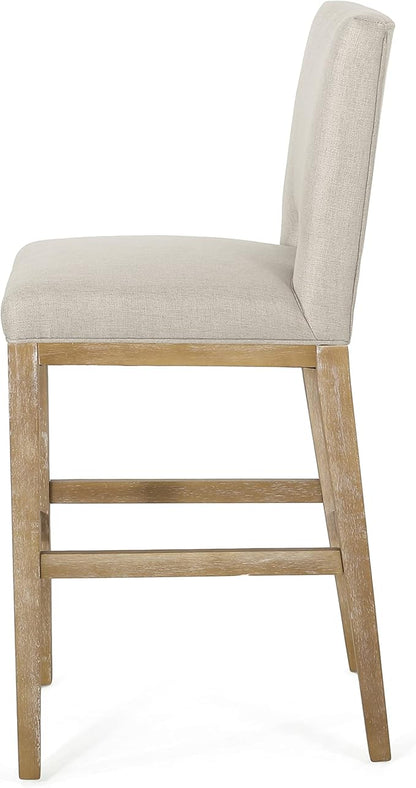 Gecheer 31 Inch Counter Stools Set of 2, Fabric Upholstered, Rubberwood Legs, L-Shaped Backrest, Modern Design for Kitchen Island or Bar for Indoor Living Rooms, Dining Rooms LYK-73531.00WHEAT
