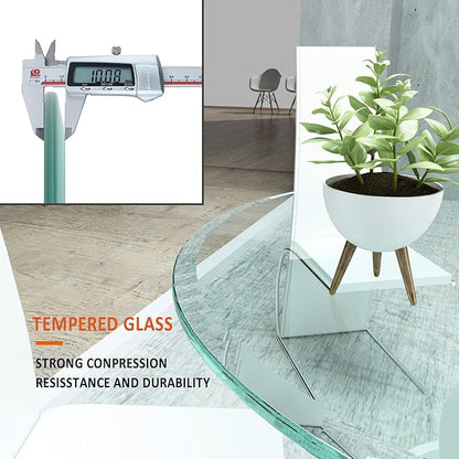36" Tempered Glass Table Top Round Transparent Table Surface 3/8'' Thick Beveled Edge Multipurpose for Dining, Coffee, Restaurant and End Table (3/8" Thick - Beveled Edge, 36 inch)