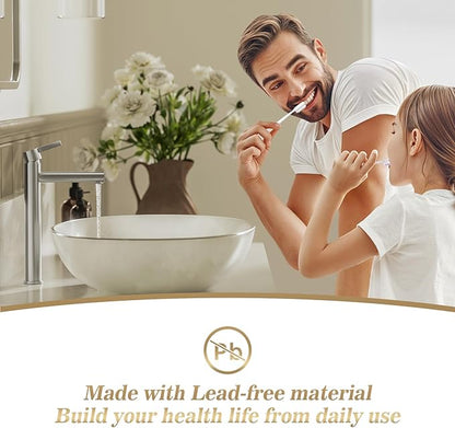 Phiestina Single Hole Tall Brushed Nickel Vessel Bathroom Sink Faucet, One Hole Single Handle Modern Bathroom Faucet, with Pop Up Drain and Water Supply Line,FH01-BN-V