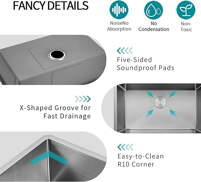 Kitchen Sink 30 Inch Undermount Kitchen Sink with Faucet Combo Modern Single Bowl Workstation Sinks Under Mount Stainless Steel Deep kitchen Sinks
