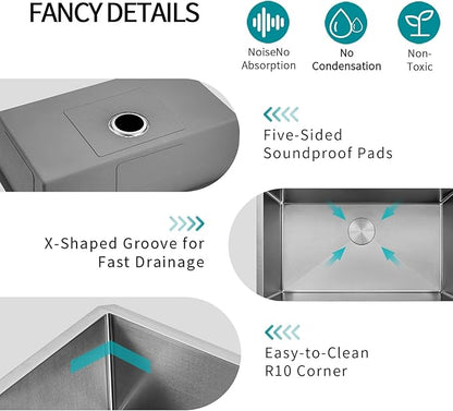 Kitchen Sink 30 Inch Undermount Kitchen Sink with Faucet Combo Modern Single Bowl Workstation Sinks Under Mount Stainless Steel Deep kitchen Sinks