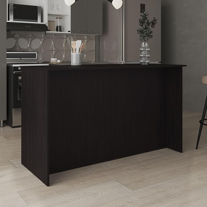 GOWE Ginger Kitchen Island, Three Open Shelves, Two Cabinets White/Black