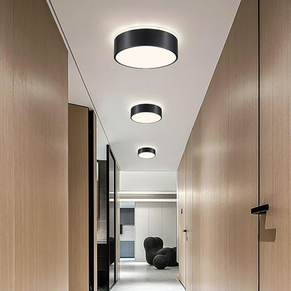 Black Flush Mount Ceiling Lights, Modern Dimmable 5CCT Close to Lighting Fixture, 2700K-6000K LED Round Ceiling Lamp for Kitchen Hallway Bedroom Laundry Room Entryway Bathroom-11.8in