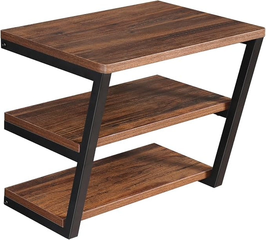 LUCKUP Floating Wall Shelves Wall Mounted Projector Shelf Wood AVMedia Stand with 3 Shelves, Entertainment Center with Strengthened Metal Steel Frame