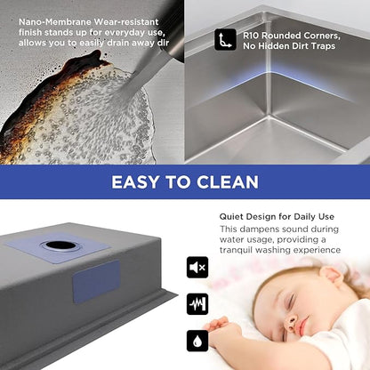 32in Undermount Workstations Kitchen Sinks - 11 Gauge Stainless Steel Sink 10inch Deep Worktation Sink with Cutting Board and Accessories