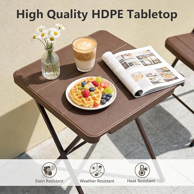 Folding Table 2 Pack, Portable Square Foldable Table No Assembly, Heavy Duty Steel Frame Indoor Outdoor Camping Patio Table, Picnic Card Table for Backyard, RV, Small Spaces