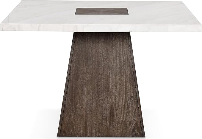 Furniture of America Rafferty Modern Solid Wood 54-inch Square Counter Height Dining Table with Genuine White Marble Tabletop and Tapered Pedestal Base, for Home Kitchen, Living Room, Dark Walnut