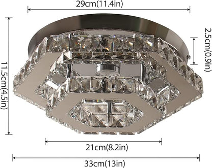 CXGLEAMING Modern LED Chandelier Flush Mount Ceiling Light Fixture Crystal Chandeliers for Living Room Bedroom Dining Kitchen (6500K Cool White)