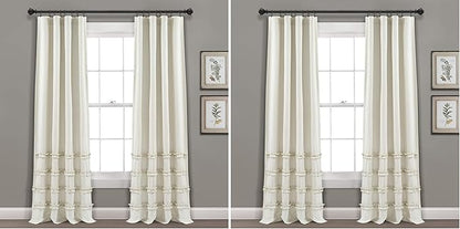 Lush Decor Vintage Stripe Yarn Dyed Cotton Window Curtain Panel Pair, 84" x 40", Neutral (Pack of 2)