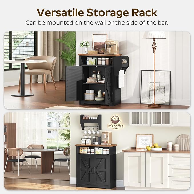 YATINEY Coffee Bar Cabinet, Kitchen Island with Storage, Bakers Rack with Storage, 5-Tier Coffee Bar Station with Drawer, KF22BR-KF60BRY1