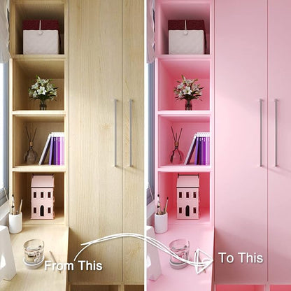 Decotalk Pink Wallpaper Peel and Stick Contact Paper for Cabinets Decorative SolidPink Wallpaper for Bedroom Girls Decorative 17.7x120inch Solid Color Vinyl Pink Contact Paper for Walls Removable