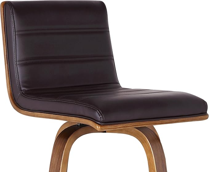 Vienna 26" Swivel Counter Stool in Walnut Wood Finish with Brown Faux Leather - Set of 2