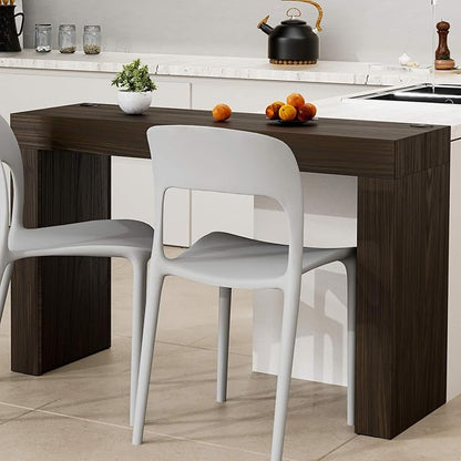 Mobili Fiver, Evolution Dining Table with Two Legs and Wireless Charger 47.2 x 15.7 in, Dark Walnut, Made in Italy