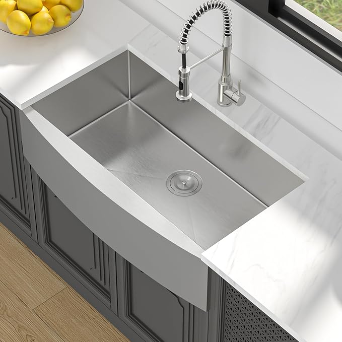 Lordear 36 Inch Farmhouse Kitchen Sink Stainless Steel Apron Front Farm Sink 16 Gauge Single Bowl Handmade Kitchen Basin with Accessories