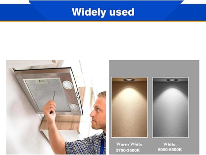 2Pc 12VDC 3000K Home Range Hood Accessories Recessed Round LED Lighting 12V Warm Light(Plug EL)