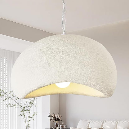 Wabi Sabi Pendant Lights,19.7in White Modern Pendant Light Resin Hanging Lamp Kitchen Island Lighting Modern Japandi Chandelier for Dining Room Hallway Restaurant Foyer