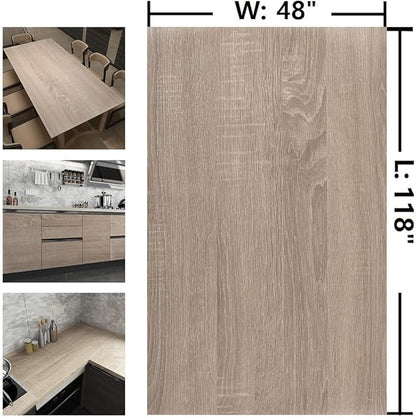 Boobest 48x118inch Extra Wide Light Brown Wood Wallpaper Peel Stick Gray Oak Contact Paper Wood Vinyl Wrap for Cabinets Countertops Furniture Waterproof Bubble Free Design Natural Wood Contact Paper