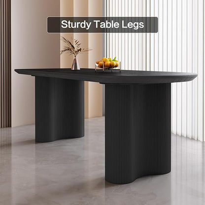 Guyii 70" Dining Table, Modern Kitchen Table for 6 People, Indoor Dining Table for Kitchen, Bar, Living Room, Small Space, Black, Table Only