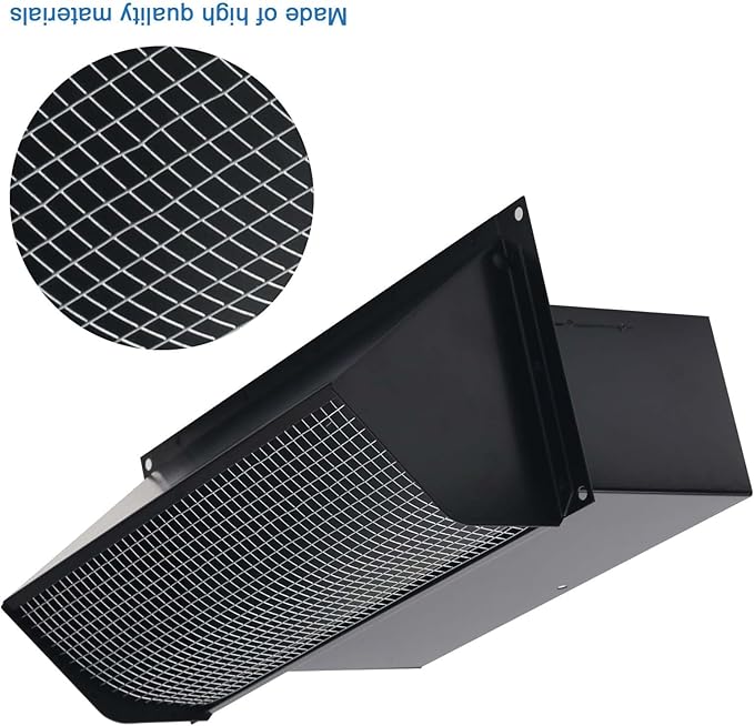 10 Inch Wall Vent Cap for Microwave Kitchen Range Hood Exhaust for 3-1/4"x10" Rectangular Duct Exhaust Vent Cap with Damper and Screen for Range Hood Kitchen Dryer Bath, Black