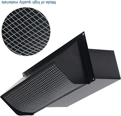 10 Inch Wall Vent Cap for Microwave Kitchen Range Hood Exhaust for 3-1/4"x10" Rectangular Duct Exhaust Vent Cap with Damper and Screen for Range Hood Kitchen Dryer Bath, Black