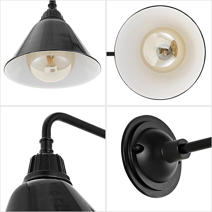 JONATHAN Y 9.63" Black 1-Light Farmhouse Outdoor Sconce, Industrial LED Wall Light, Gooseneck Arm Barn Lamp with Metal Bell Shade for Porch, Patio, Kitchen, LED Bulb Included (JYL7612B)