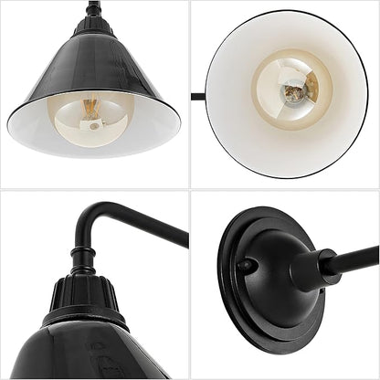 JONATHAN Y 9.63" Black 1-Light Farmhouse Outdoor Sconce, Industrial LED Wall Light, Gooseneck Arm Barn Lamp with Metal Bell Shade for Porch, Patio, Kitchen, LED Bulb Included (JYL7612B)