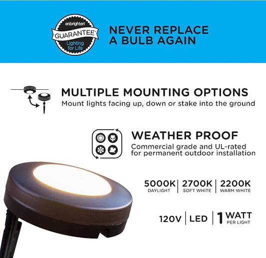 Enbrighten LED Ground Lights Outdoor 40ft | Color Changing | Remote Control | Path Lighting | Pack of 2