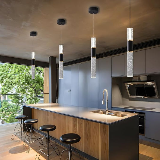 Black and Gold Pendant Light,3 Pack Modern Led Pendant Light Kitchen Island,Modern Kitchen Lighting Fixture for Dining Room