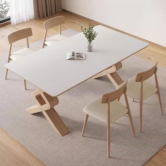 ULTRAWAVE Dining Table Nordic Restaurant Island Table Solid Wood Rectangular Dining Table Home Office Desk Kitchen Tables