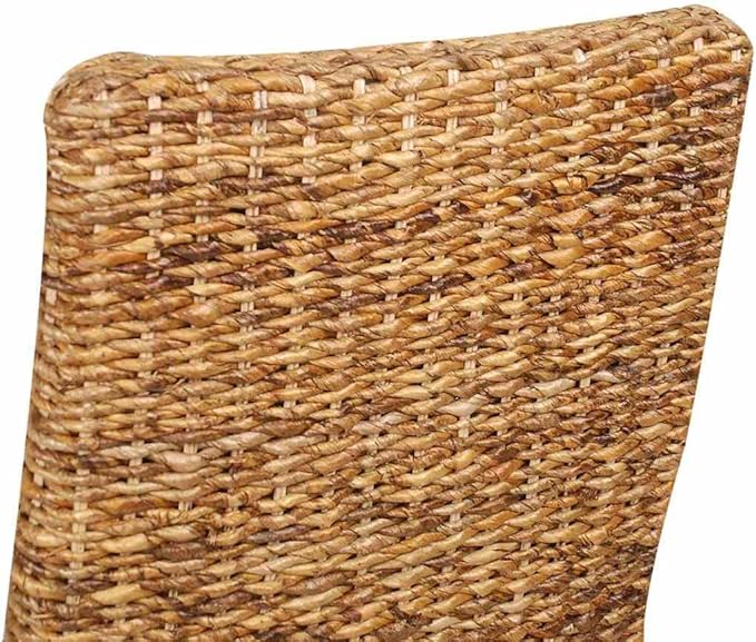 6-Pack Modern Farmhouse Dining Chairs Brown Handwoven Abaca Seat Solid Mango Wood Frame 18.5"x19.7"x38.2" Comfortable Kitchen Accent Chairs for Dining Room Living Room